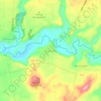 Mapa topográfico Sukanalu, altitude, relevo