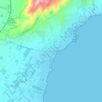 Mapa topográfico Alcossebre, altitude, relevo