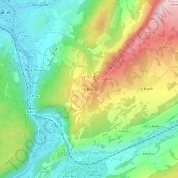 Mapa topográfico Les Jantets, altitude, relevo