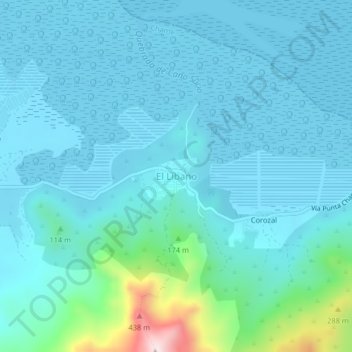 Mapa topográfico El Líbano, altitude, relevo