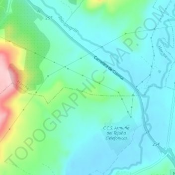 Mapa topográfico Alcubilla, altitude, relevo