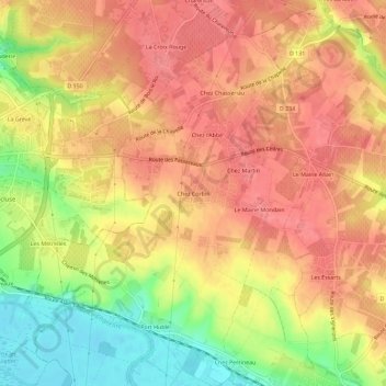 Mapa topográfico Chez Corbin, altitude, relevo