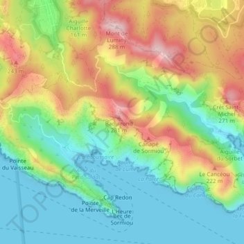 Mapa topográfico Harry Potter, altitude, relevo
