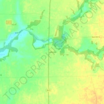 Mapa topográfico Sandusky, altitude, relevo