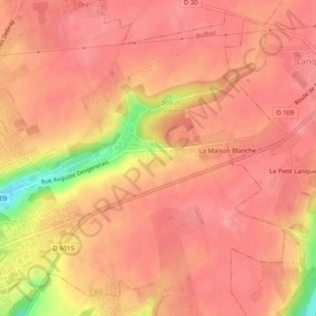 Mapa topográfico Bois Giffard, altitude, relevo