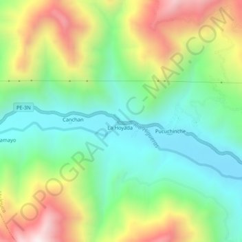 Mapa topográfico Gaganani, altitude, relevo