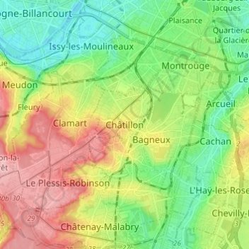 Mapa topográfico Châtillon, altitude, relevo