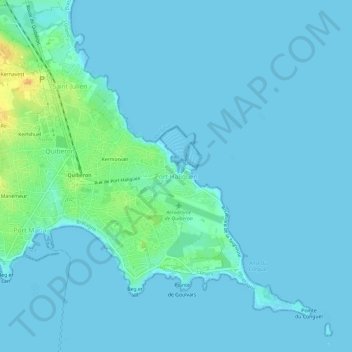 Mapa topográfico Port Haliguen, altitude, relevo