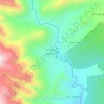 Mapa topográfico San Pedro Chichicasco, altitude, relevo