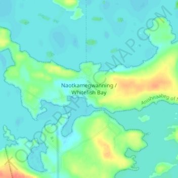 Mapa topográfico Whitefish Bay, altitude, relevo