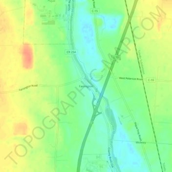 Mapa topográfico Farrington, altitude, relevo