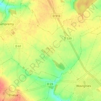 Mapa topográfico Grand Mesnil, altitude, relevo