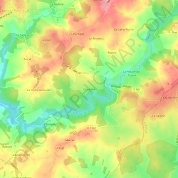 Mapa topográfico Chaufaille, altitude, relevo