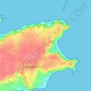 Mapa topográfico Kervodin, altitude, relevo