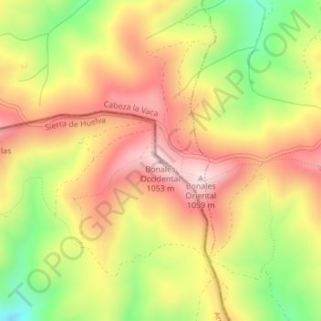 Mapa topográfico Bonales Occidental, altitude, relevo