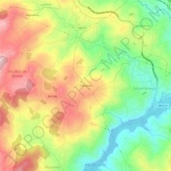 Mapa topográfico Penalva, altitude, relevo