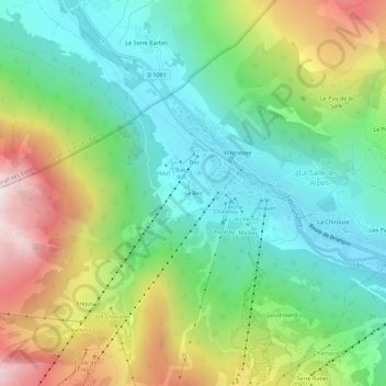 Mapa topográfico Le Bez, altitude, relevo