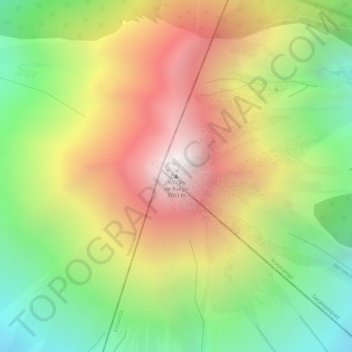Mapa topográfico Fuego Volcano, altitude, relevo
