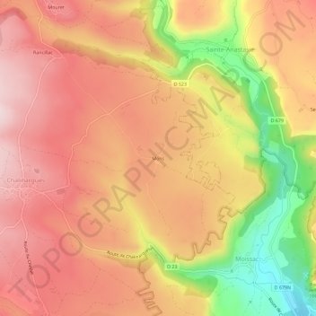 Mapa topográfico Mons, altitude, relevo