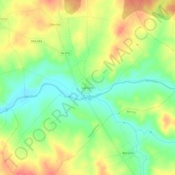 Mapa topográfico Las Uces, altitude, relevo