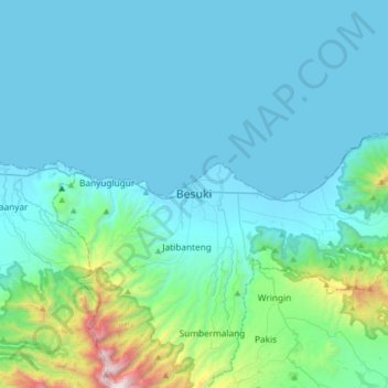 Mapa topográfico Besuki, altitude, relevo