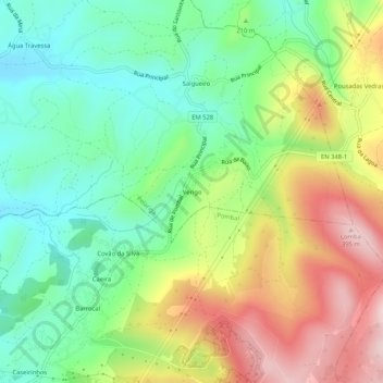 Mapa topográfico Verigo, altitude, relevo
