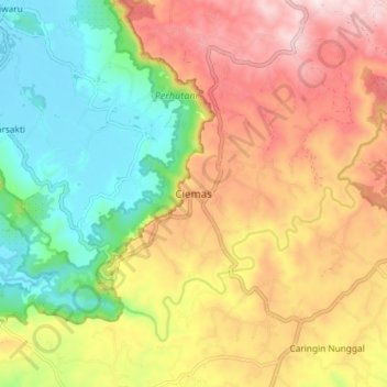 Mapa topográfico Ciemas, altitude, relevo