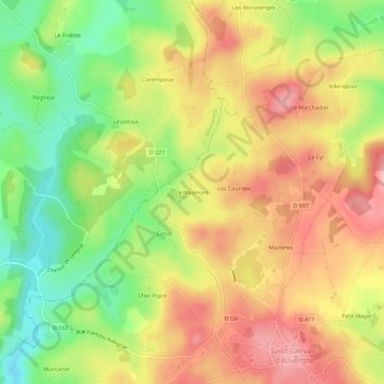 Mapa topográfico Le Masmont, altitude, relevo