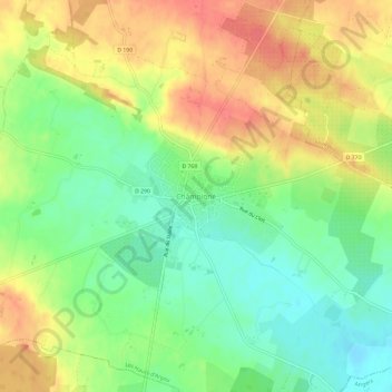 Mapa topográfico Champigné, altitude, relevo