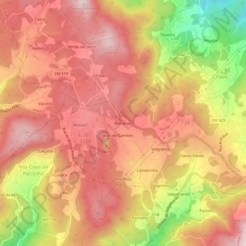 Mapa topográfico Barracao, altitude, relevo