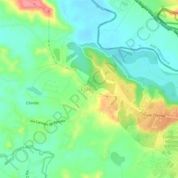 Mapa topográfico Chimbi, altitude, relevo