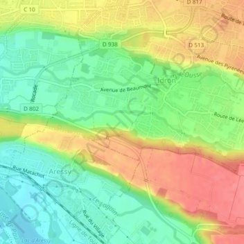 Mapa topográfico Chaly, altitude, relevo