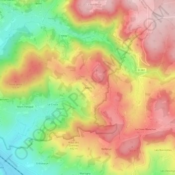 Mapa topográfico Chapey, altitude, relevo
