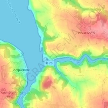 Mapa topográfico Ty Zoul, altitude, relevo