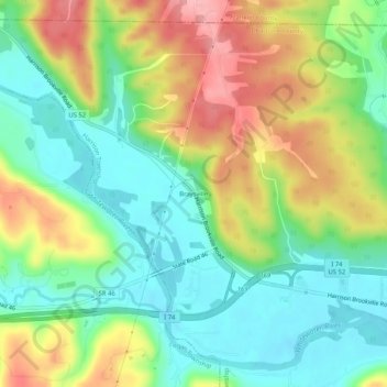 Mapa topográfico Braysville, altitude, relevo