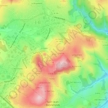 Mapa topográfico Le Fay, altitude, relevo