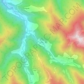Mapa topográfico Arac, altitude, relevo