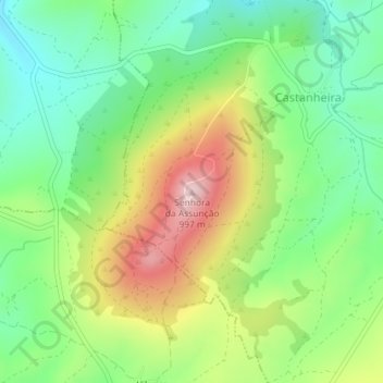 Mapa topográfico Senhora da Assunção, altitude, relevo