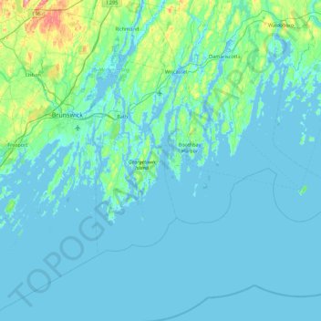 Mapa topográfico Five Islands, altitude, relevo