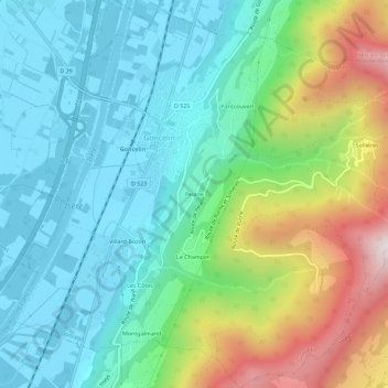 Mapa topográfico Pelane, altitude, relevo