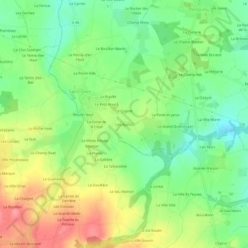 Mapa topográfico Les Ajoncs, altitude, relevo