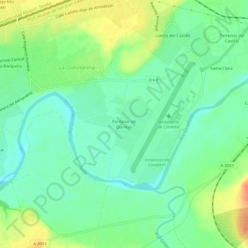 Mapa topográfico Fontanar de Quintos, altitude, relevo