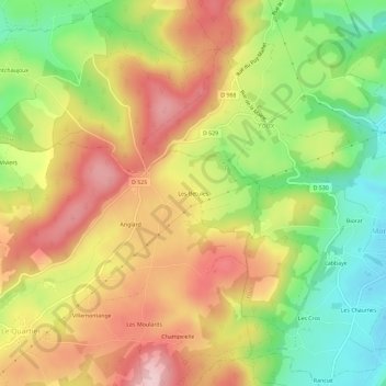 Mapa topográfico Les Betules, altitude, relevo