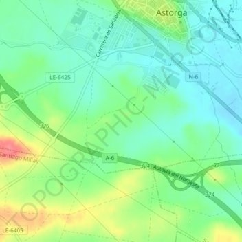 Mapa topográfico Manjarín, altitude, relevo