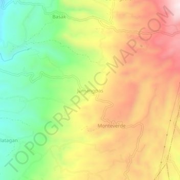 Mapa topográfico Jumangpas, altitude, relevo