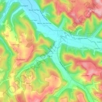 Mapa topográfico Fos, altitude, relevo