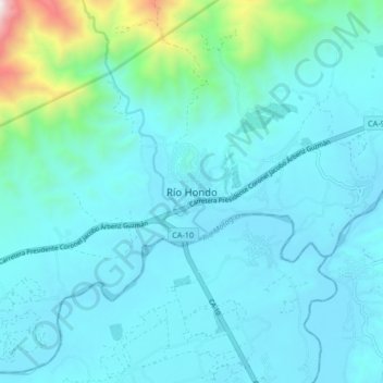 Mapa topográfico Río Hondo, altitude, relevo
