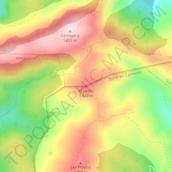 Mapa topográfico El Jarillo, altitude, relevo