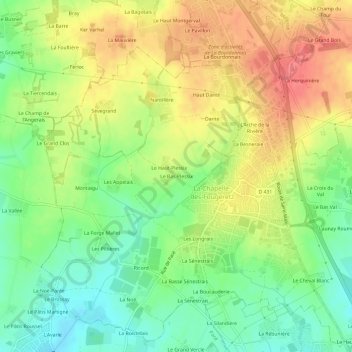 Mapa topográfico Le Bas-Plessix, altitude, relevo