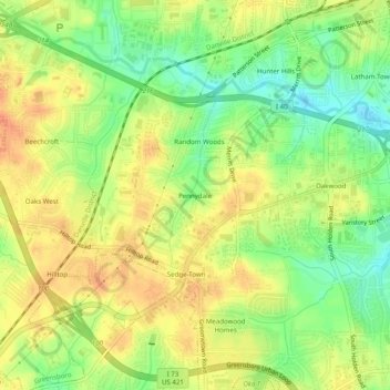 Mapa topográfico Pennydale, altitude, relevo
